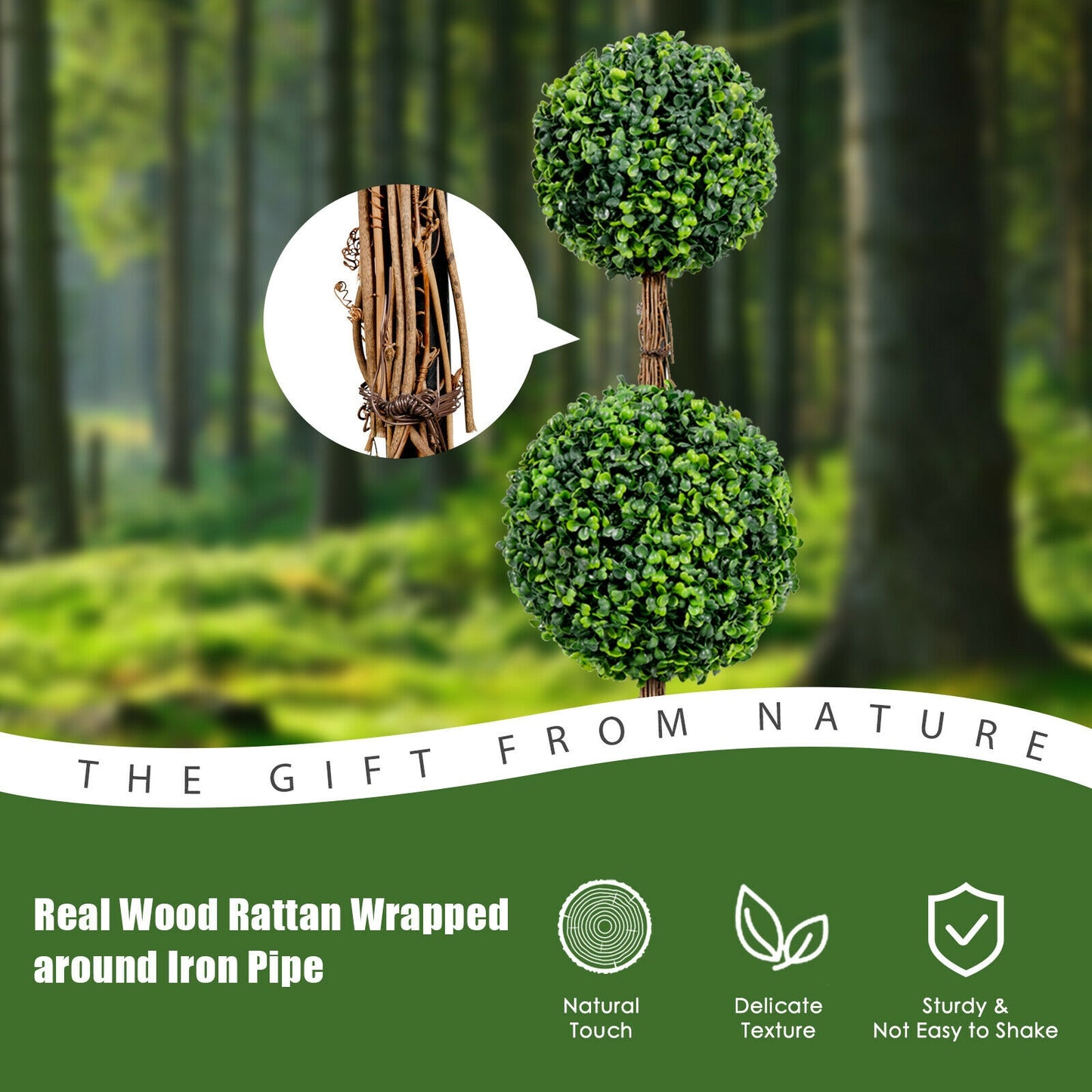 36 Inch Artificial Double Ball Topiary Tree – UV Resistant for Indoor & Outdoor Decor