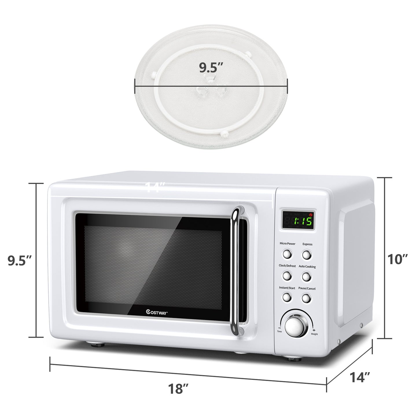 700W Retro 0.7 Cu. Ft Microwave with 5 Power Levels & Child Lock