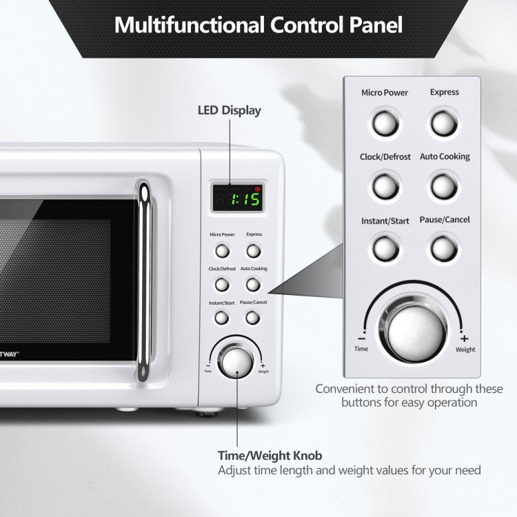 700W Retro 0.7 Cu. Ft Microwave with 5 Power Levels & Child Lock