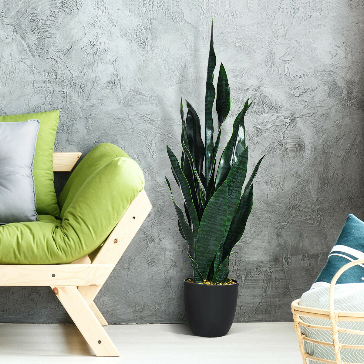 35.5 Inch Realistic Artificial Sansevieria Snake Plant for Indoor & Outdoor Decor