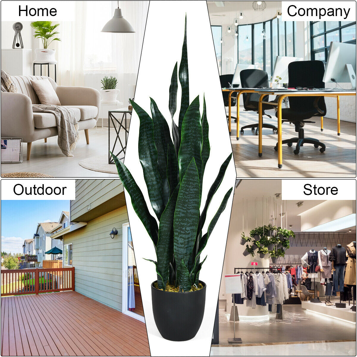 35.5 Inch Realistic Artificial Sansevieria Snake Plant for Indoor & Outdoor Decor