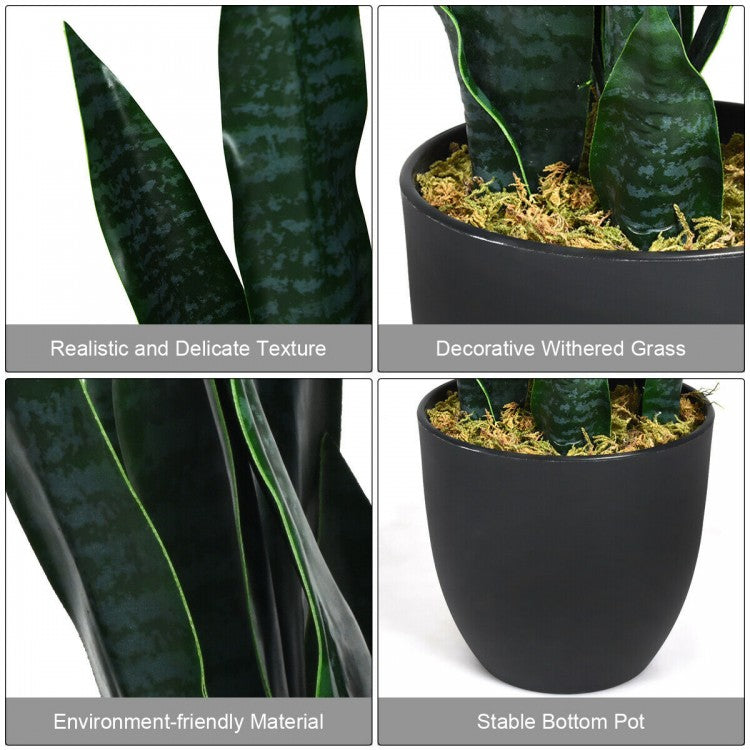 35.5 Inch Realistic Artificial Sansevieria Snake Plant for Indoor & Outdoor Decor