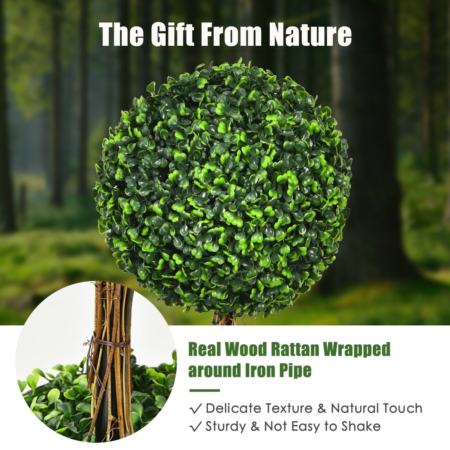 36 Inch Triple Ball Artificial Topiary Tree – UV & Water-Resistant for Indoor and Outdoor Decor