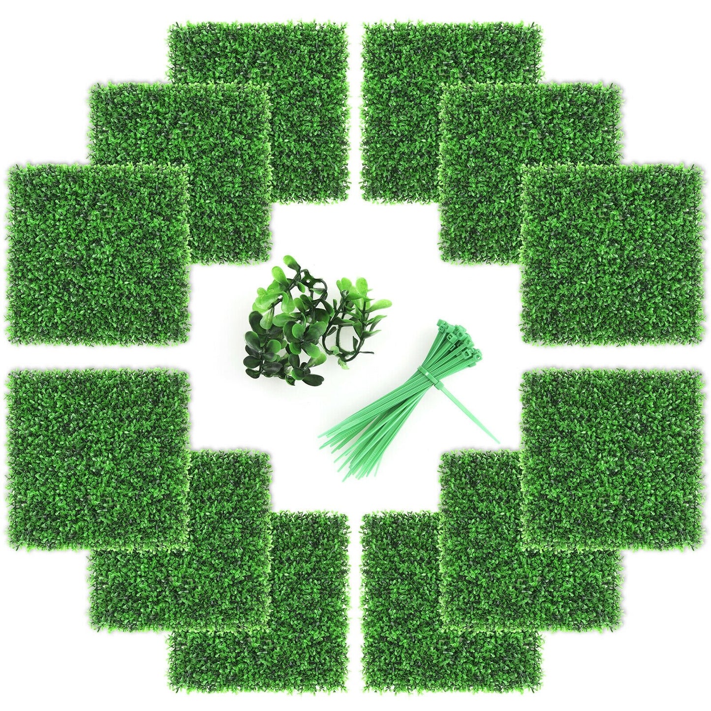 12 Piece Artificial Peanut Leaf Hedge Panels – UV-Resistant Green Fencing for Indoor/Outdoor Use