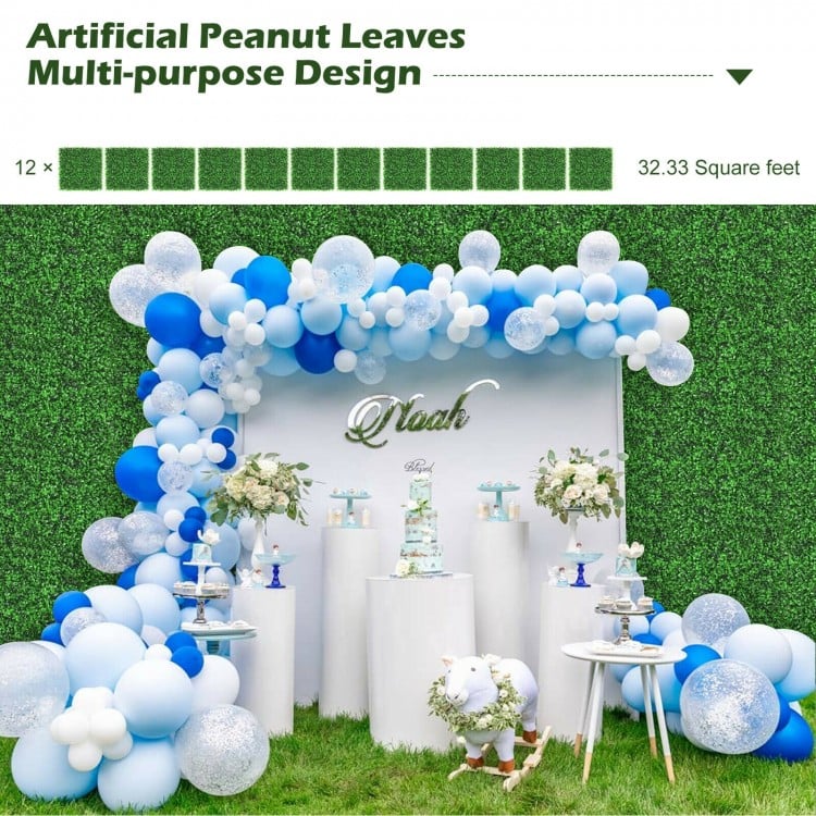 12 Piece Artificial Peanut Leaf Hedge Panels – UV-Resistant Green Fencing for Indoor/Outdoor Use