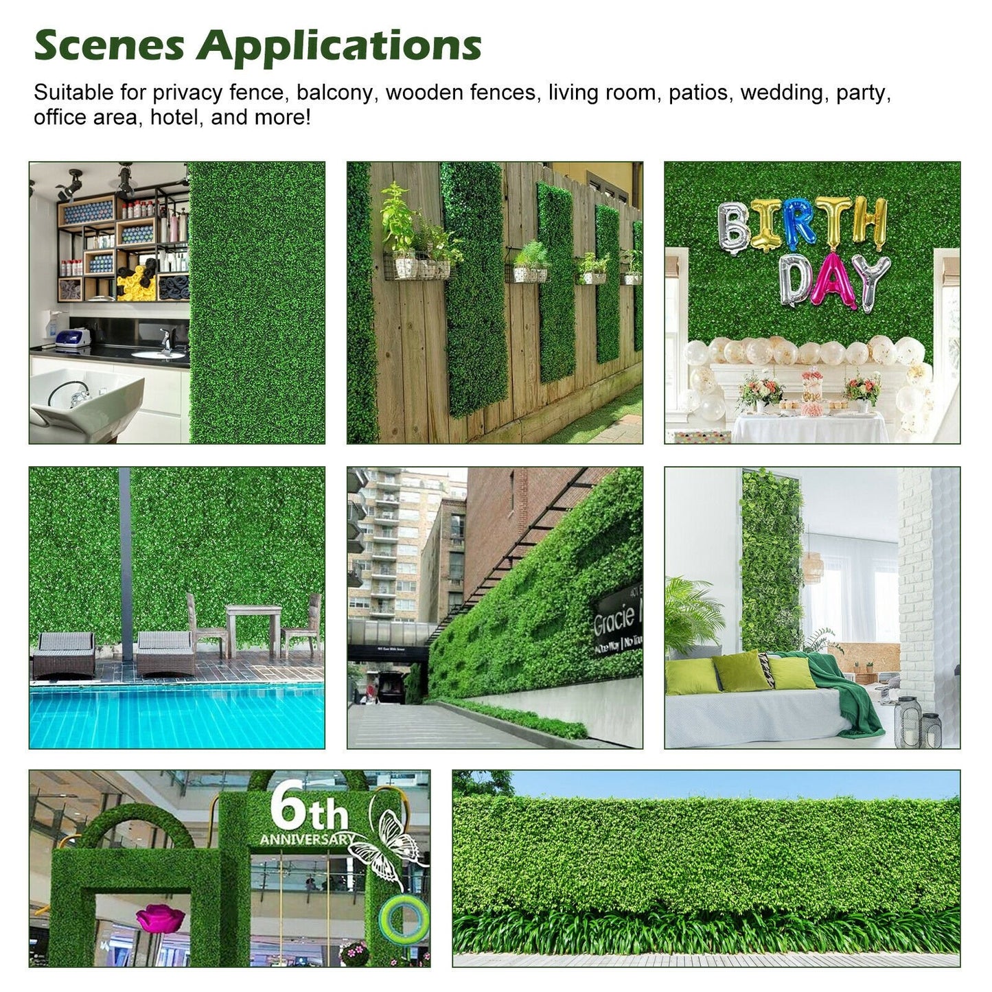 12 Piece Artificial Peanut Leaf Hedge Panels – UV-Resistant Green Fencing for Indoor/Outdoor Use