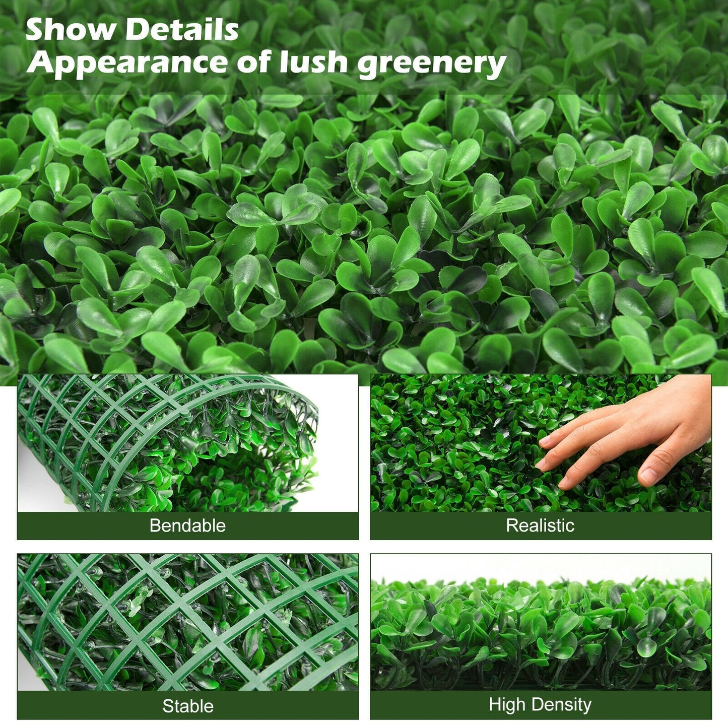 12 Piece Artificial Peanut Leaf Hedge Panels – UV-Resistant Green Fencing for Indoor/Outdoor Use