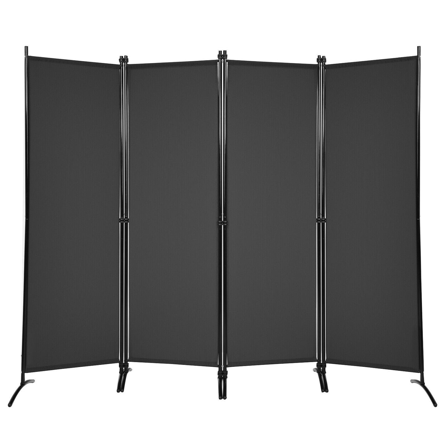 Elegant 4 Panel Folding Room Divider with Sturdy Steel Frame – Black