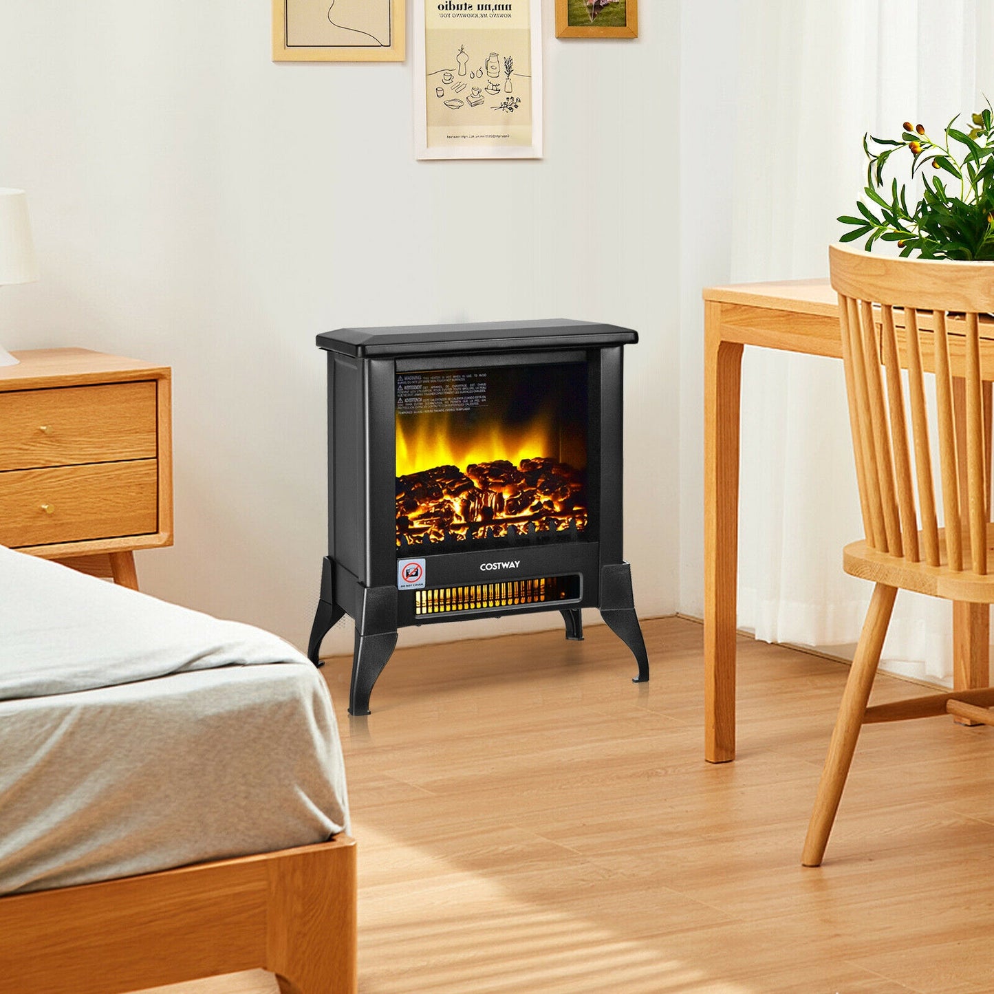 Compact Portable Electric Heater with Realistic Flame Effect