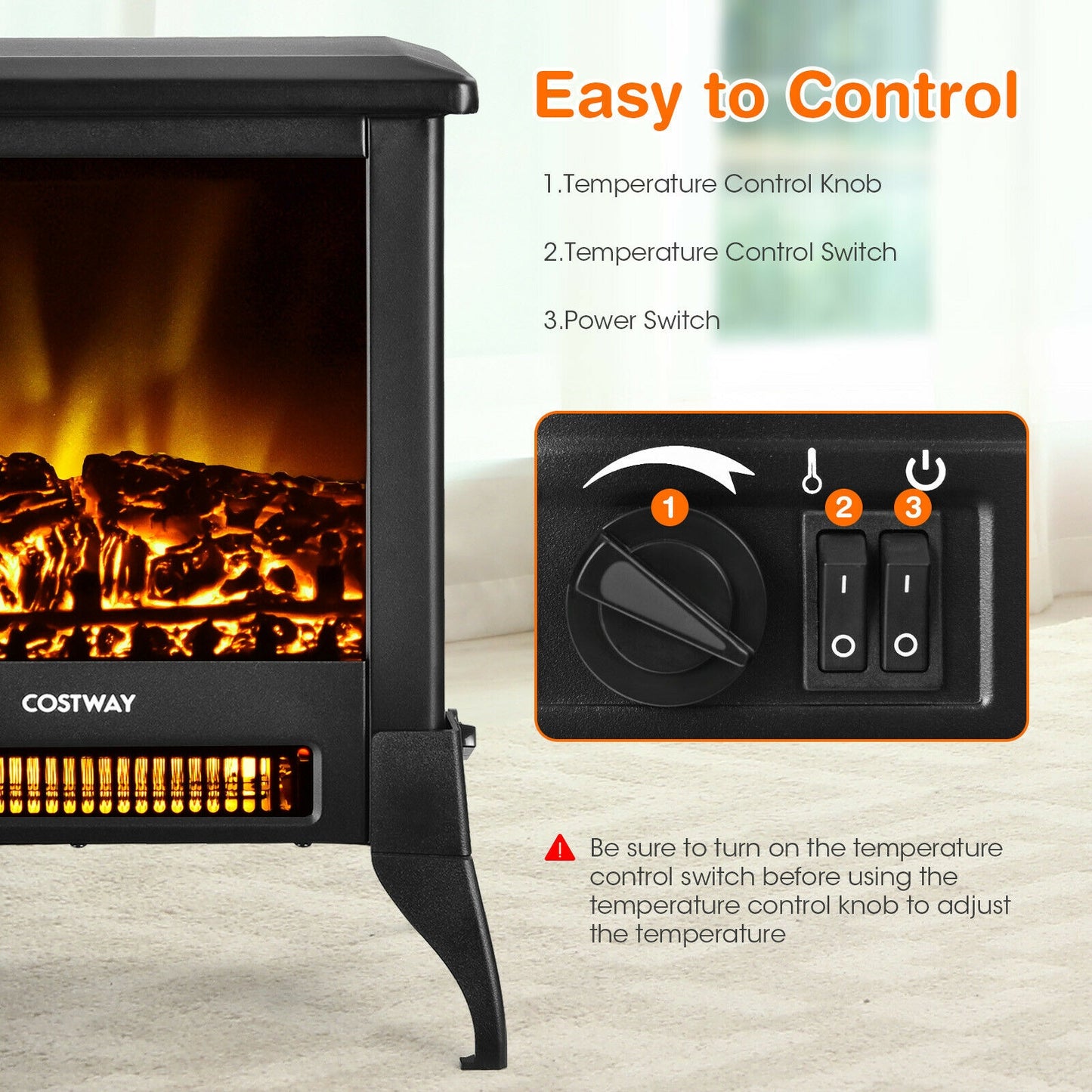 Compact Portable Electric Heater with Realistic Flame Effect