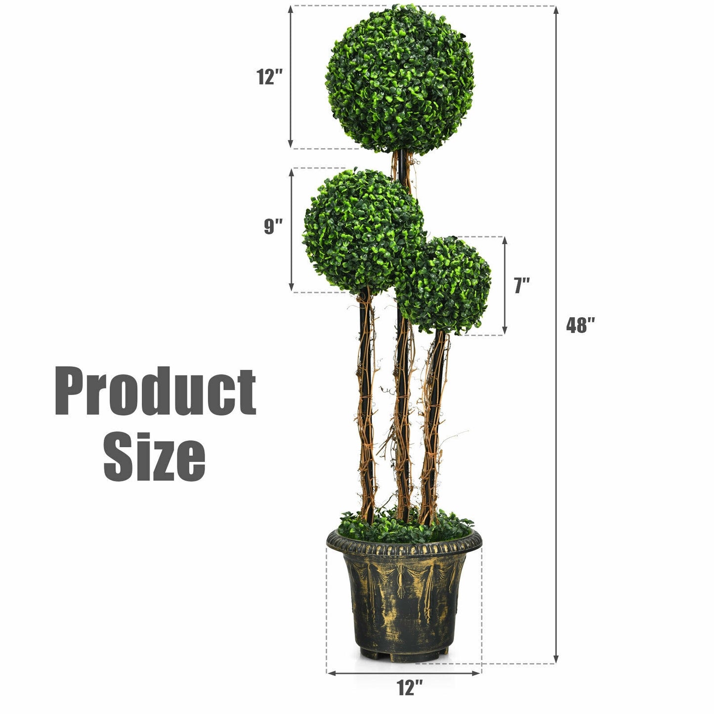 4 Feet Artificial Topiary Triple Ball Tree – Indoor & Outdoor UV-Protected Decoration