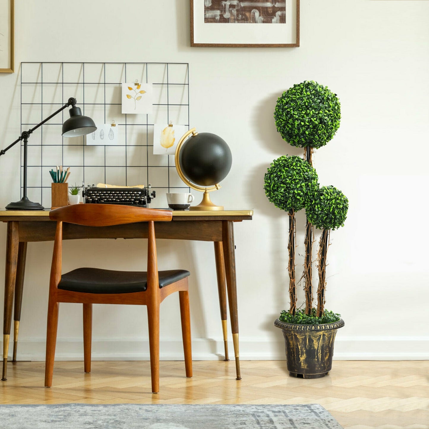 4 Feet Artificial Topiary Triple Ball Tree – Indoor & Outdoor UV-Protected Decoration