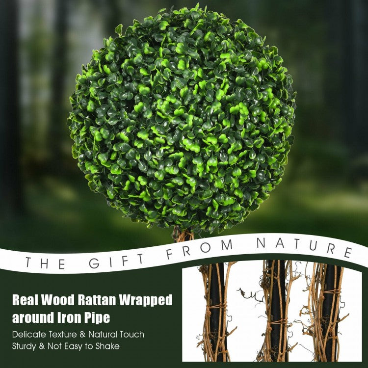 4 Feet Artificial Topiary Triple Ball Tree – Indoor & Outdoor UV-Protected Decoration