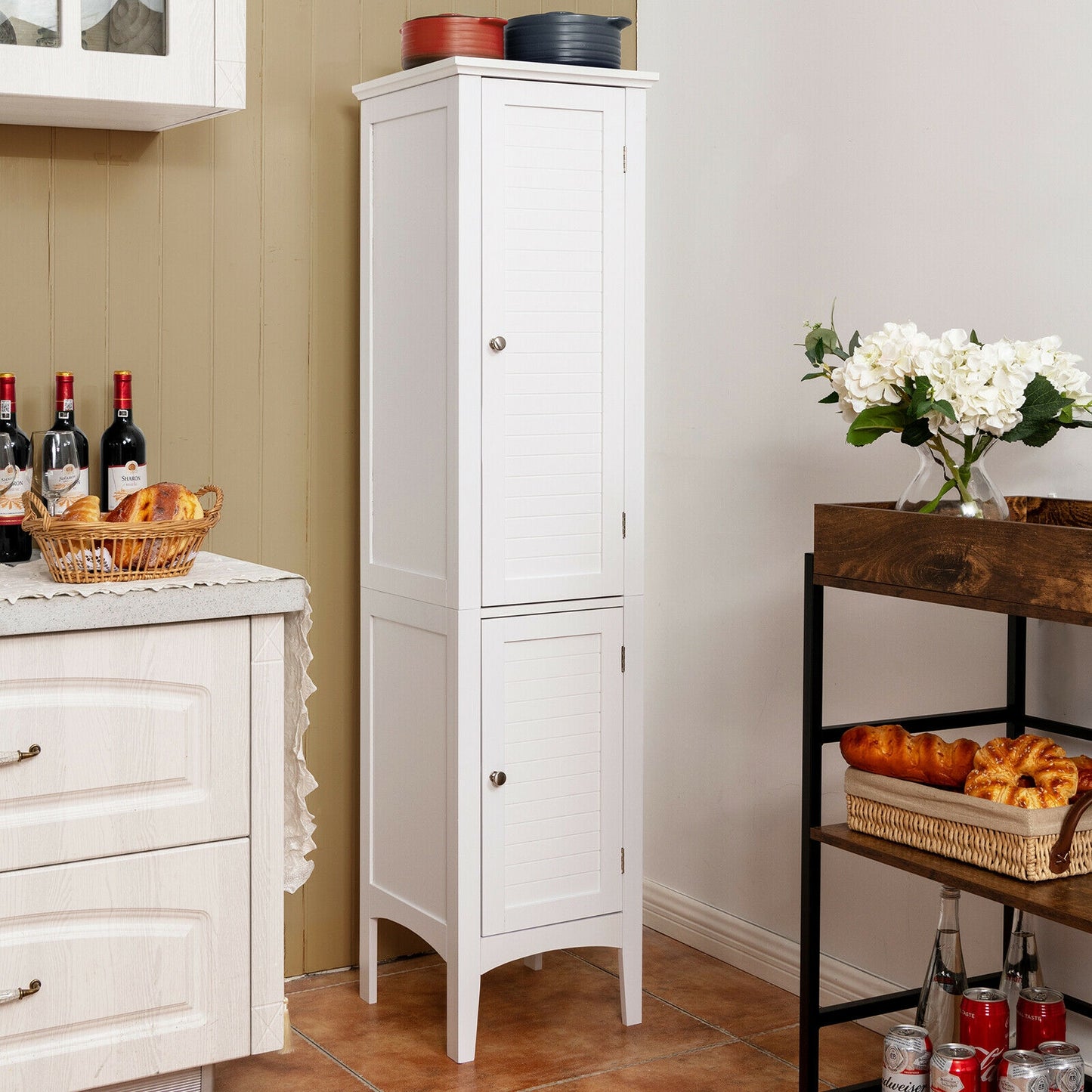 Multi Functional Freestanding Storage Cabinet for Bathroom, Kitchen, and Living Room
