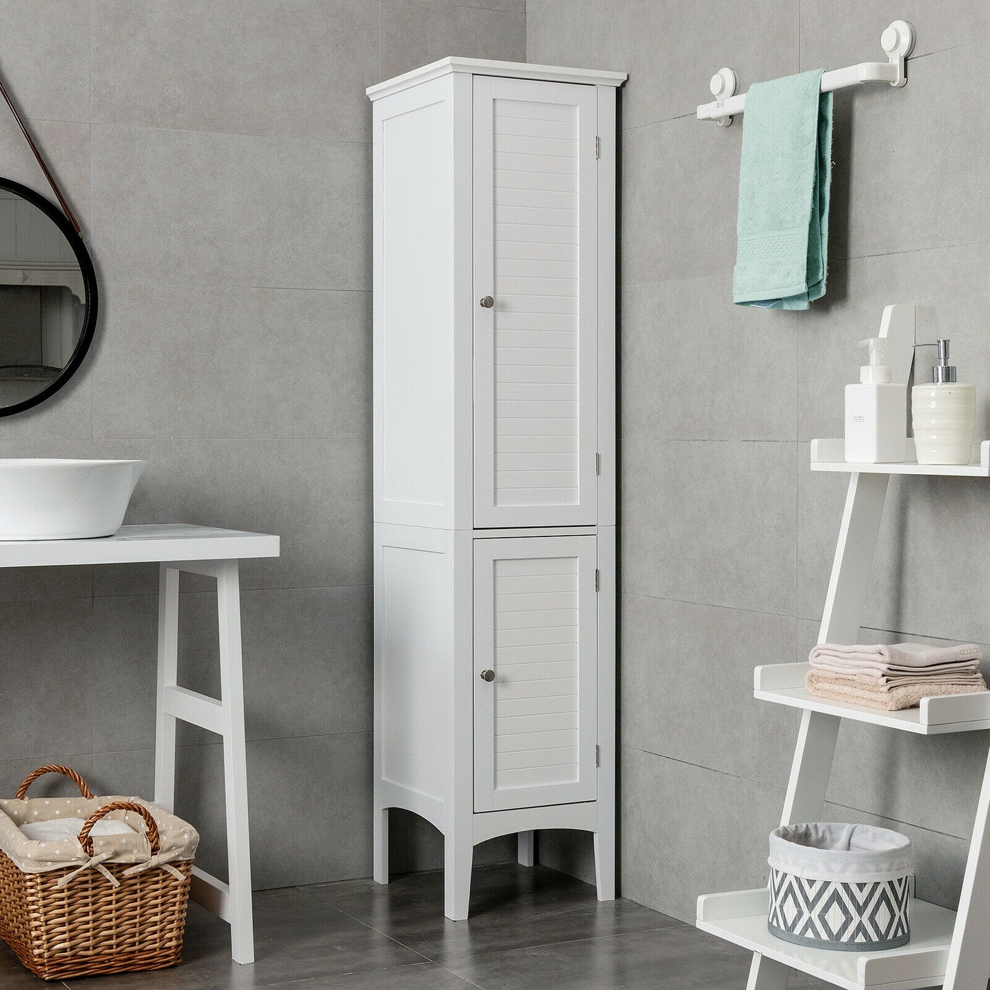Multi Functional Freestanding Storage Cabinet for Bathroom, Kitchen, and Living Room
