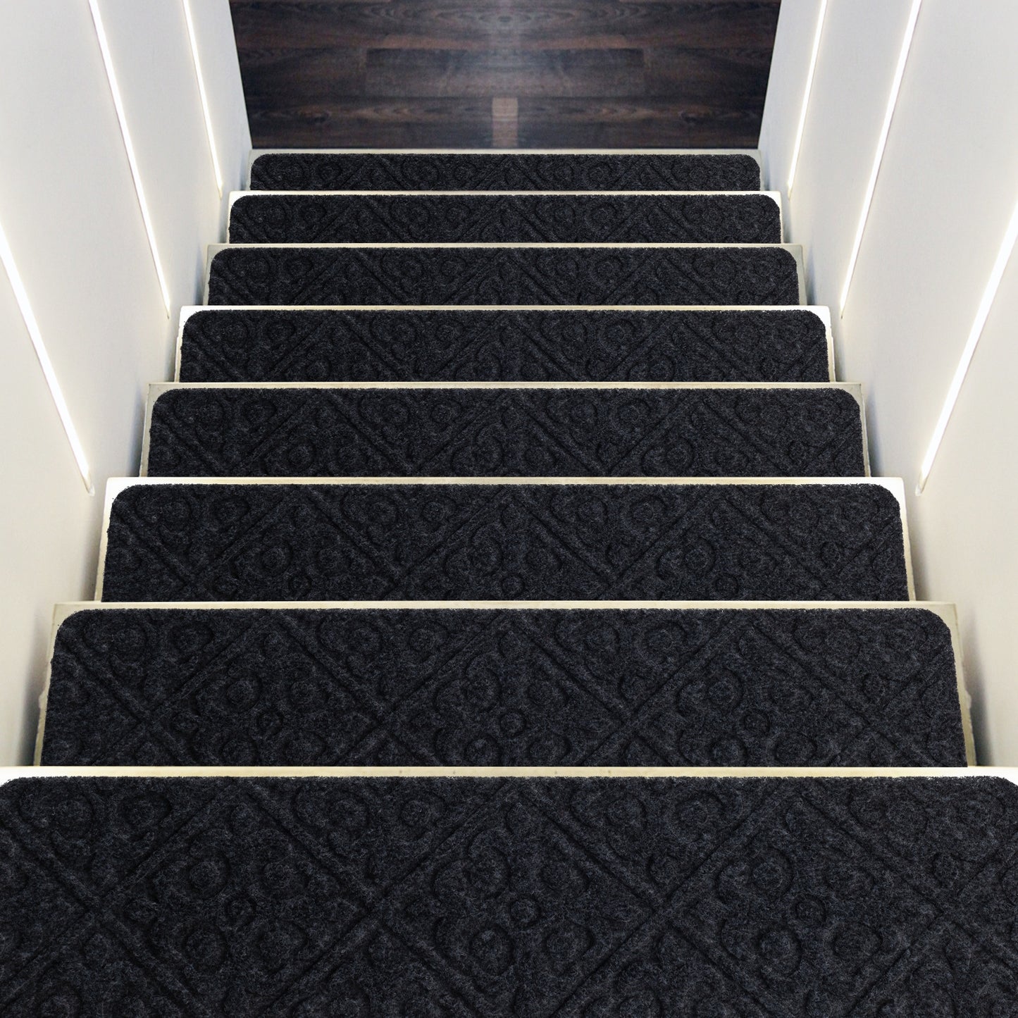 15 Pcs Non Slip Stair Rugs for Safe Comfortable Mats on Wooden Steps - Grey