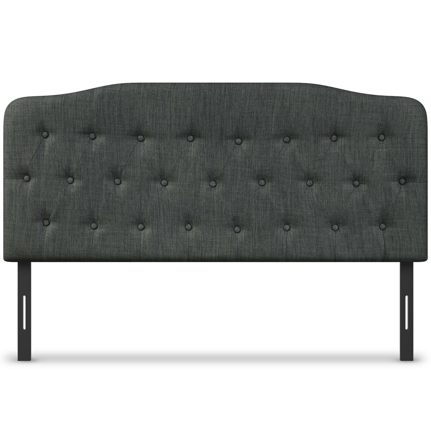 Adjustable Height Upholstered Queen Headboard - Dark Grey