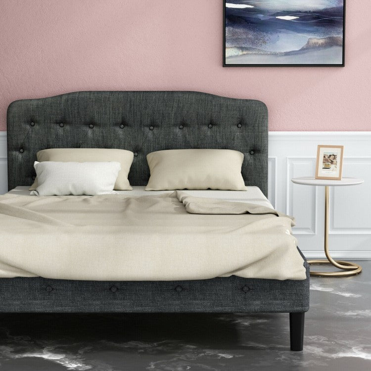 Adjustable Height Upholstered Queen Headboard - Dark Grey