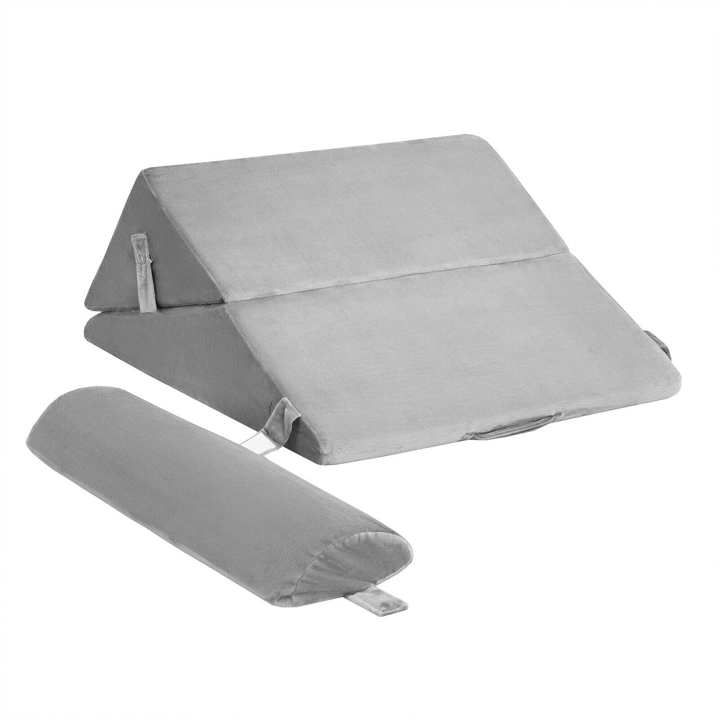 Multipurpose Adjustable Memory Foam Wedge Pillow with Neck & Back Support – Grey