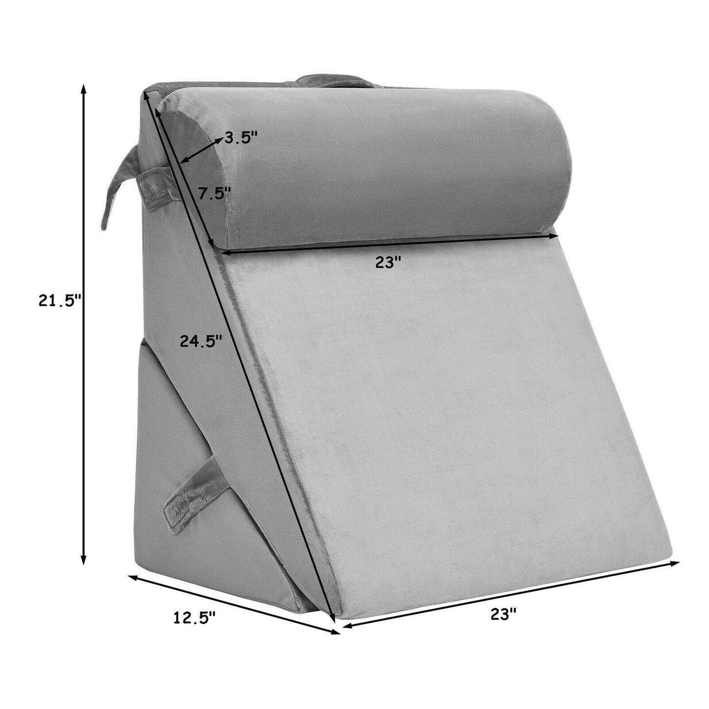 Multipurpose Adjustable Memory Foam Wedge Pillow with Neck & Back Support – Grey