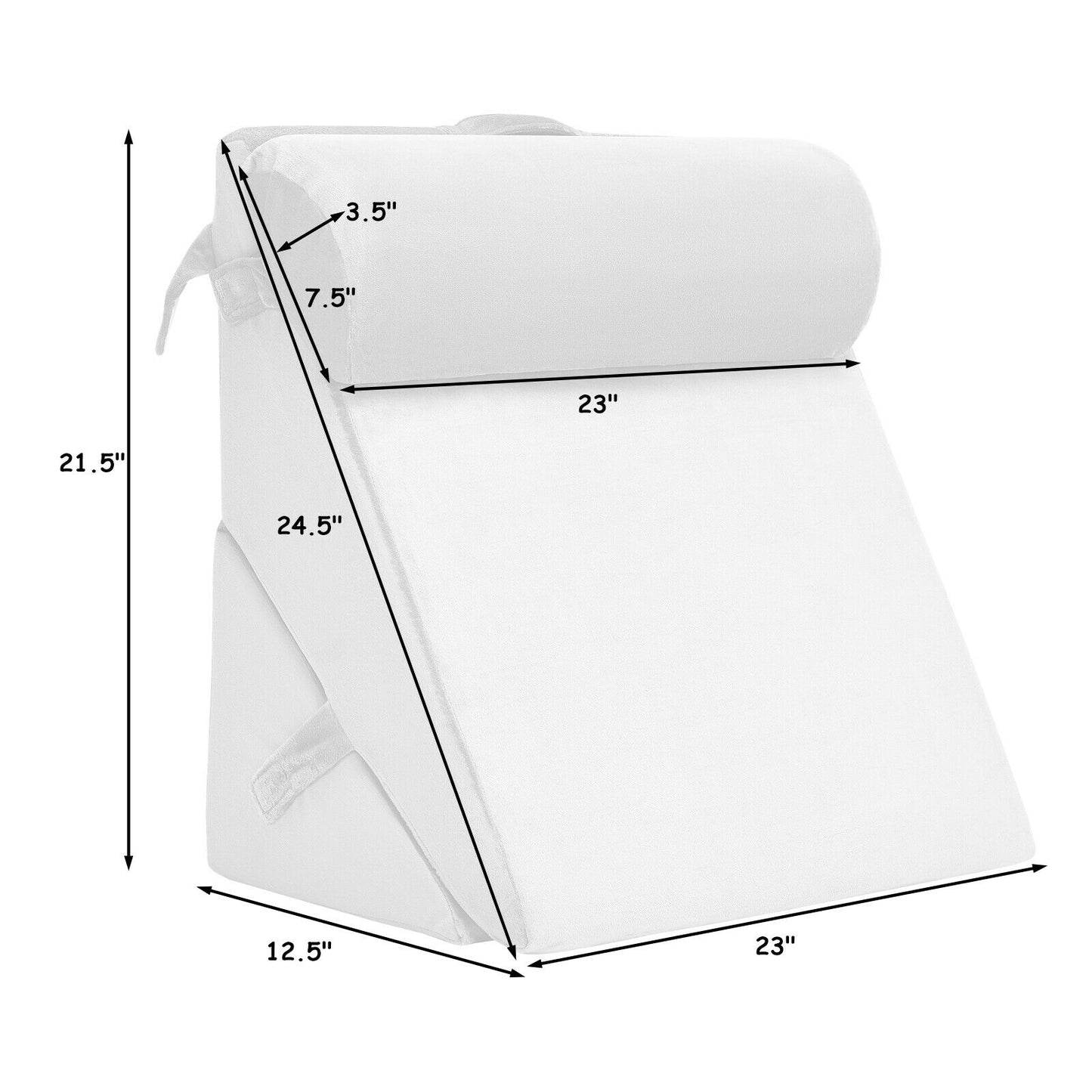 Multipurpose Adjustable Memory Foam Wedge Pillow with Neck & Back Support – White