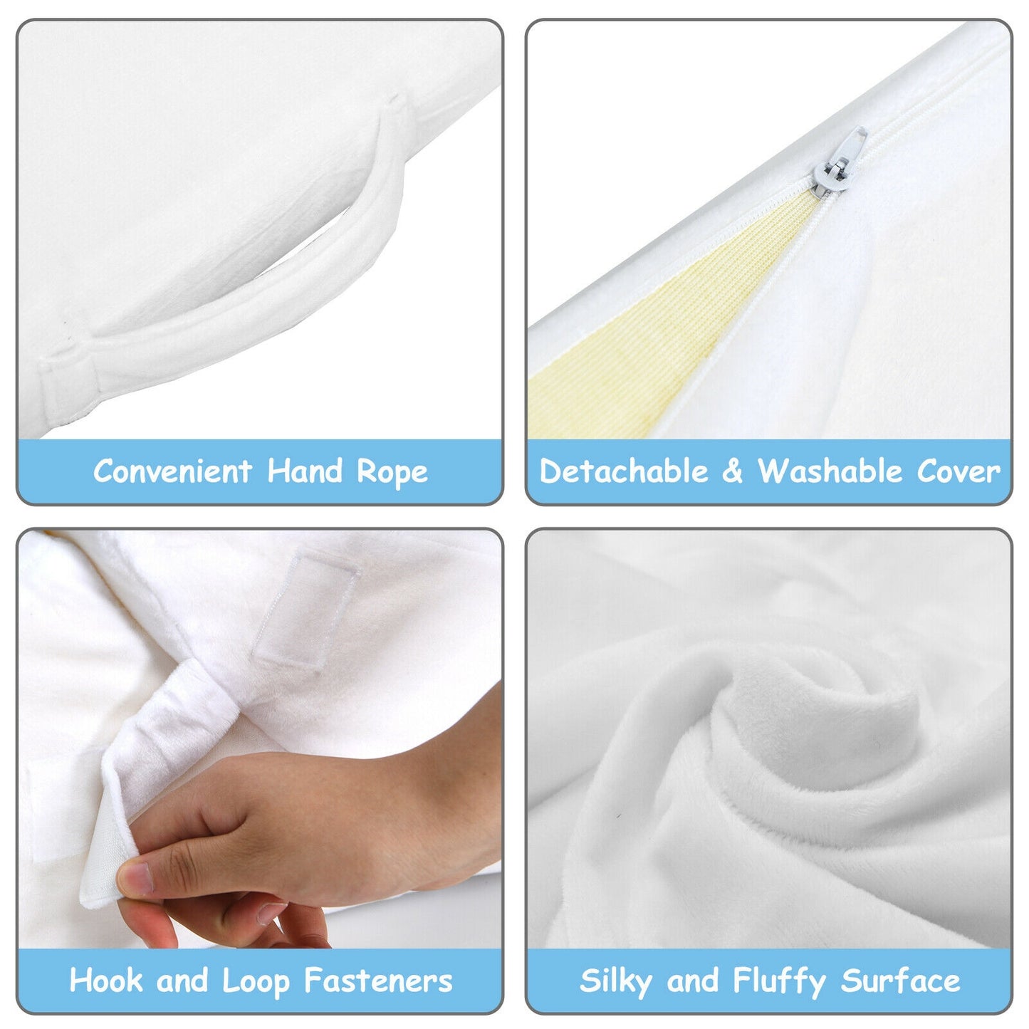 Multipurpose Adjustable Memory Foam Wedge Pillow with Neck & Back Support – White