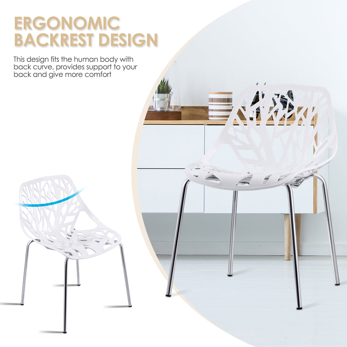 Set of 6 Modern Accent Dining Chairs Armless with Foot Pads for Enhanced Comfort and Protection