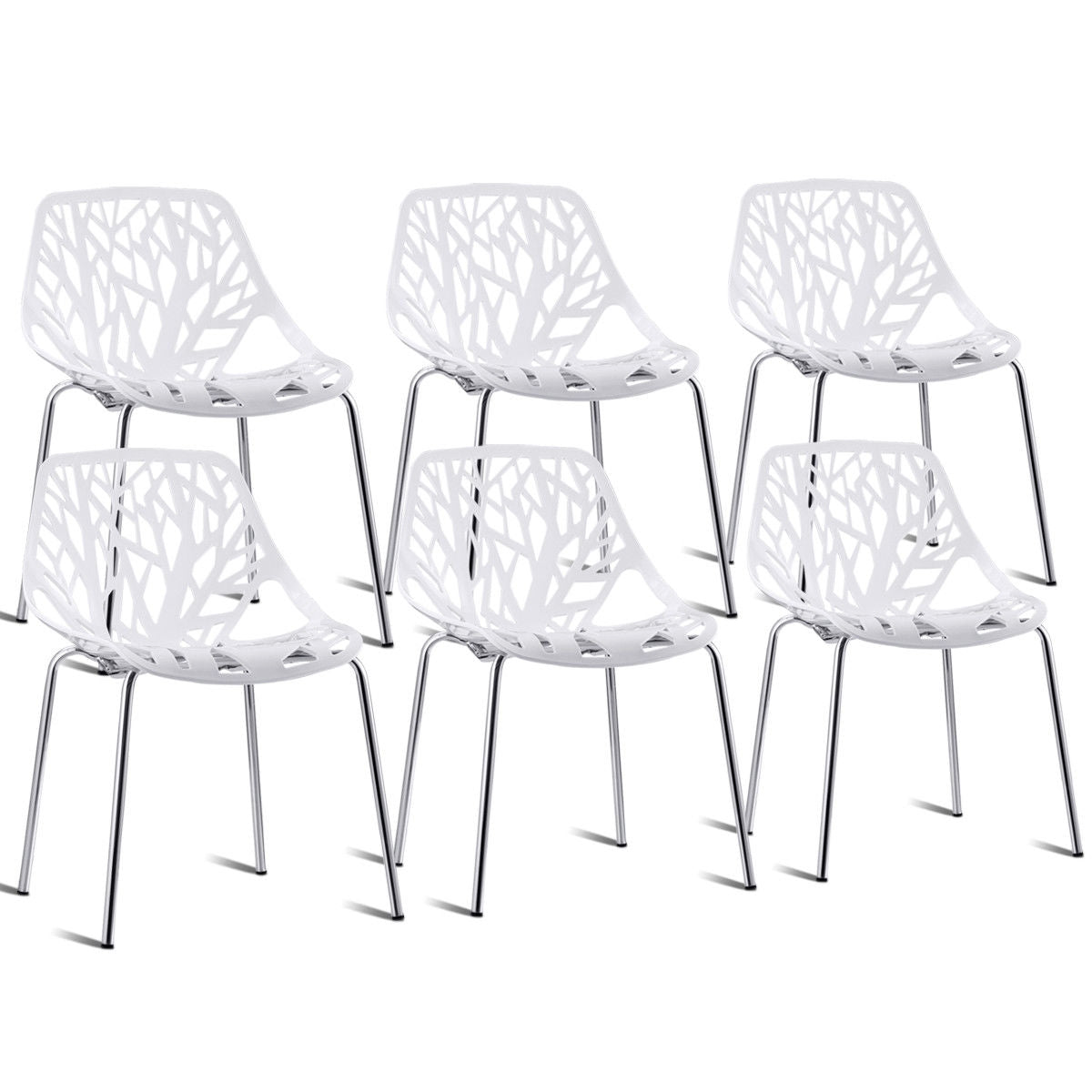 Set of 6 Modern Accent Dining Chairs Armless with Foot Pads for Enhanced Comfort and Protection