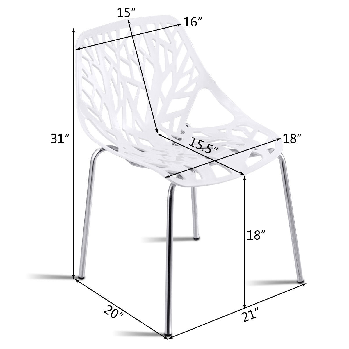 Set of 6 Modern Accent Dining Chairs Armless with Foot Pads for Enhanced Comfort and Protection