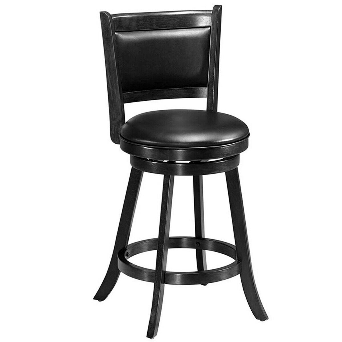 24 Inch Swivel Counter Stools with Upholstered Seats, Set of 2 - Black
