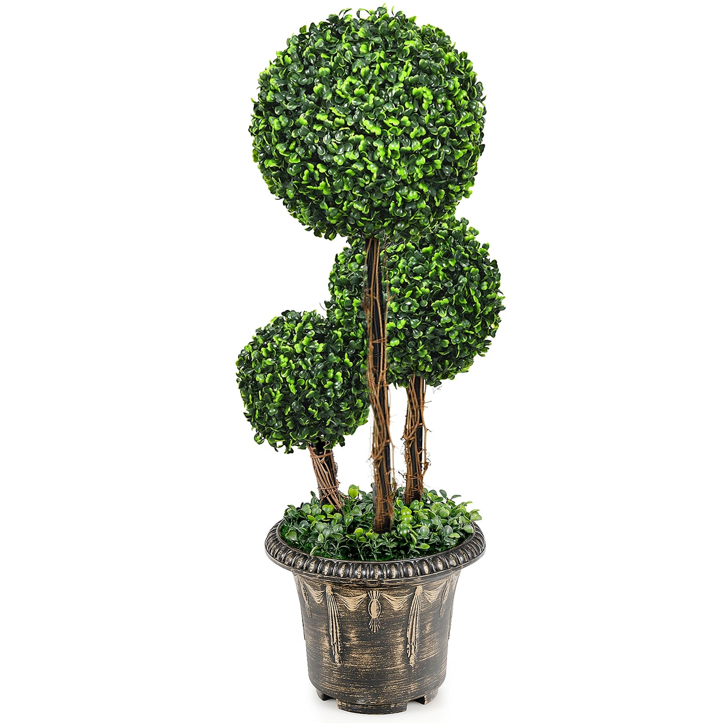 30 Inch Artificial Triple Ball Topiary Tree - UV Protected for Indoor & Outdoor Decoration
