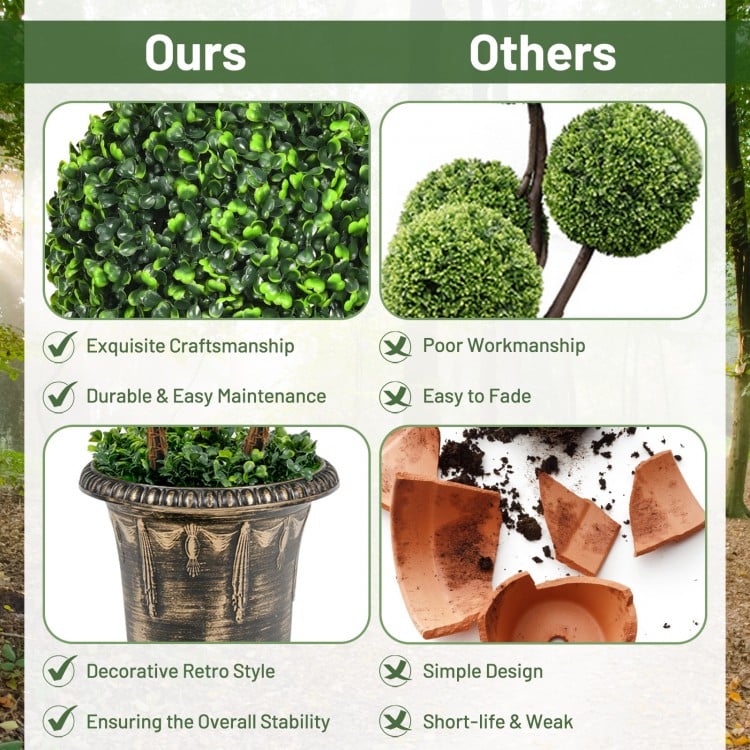 30 Inch Artificial Triple Ball Topiary Tree - UV Protected for Indoor & Outdoor Decoration
