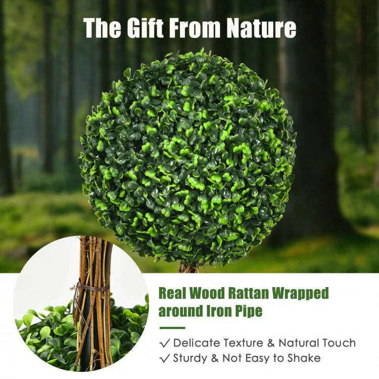 30 Inch Artificial Triple Ball Topiary Tree - UV Protected for Indoor & Outdoor Decoration