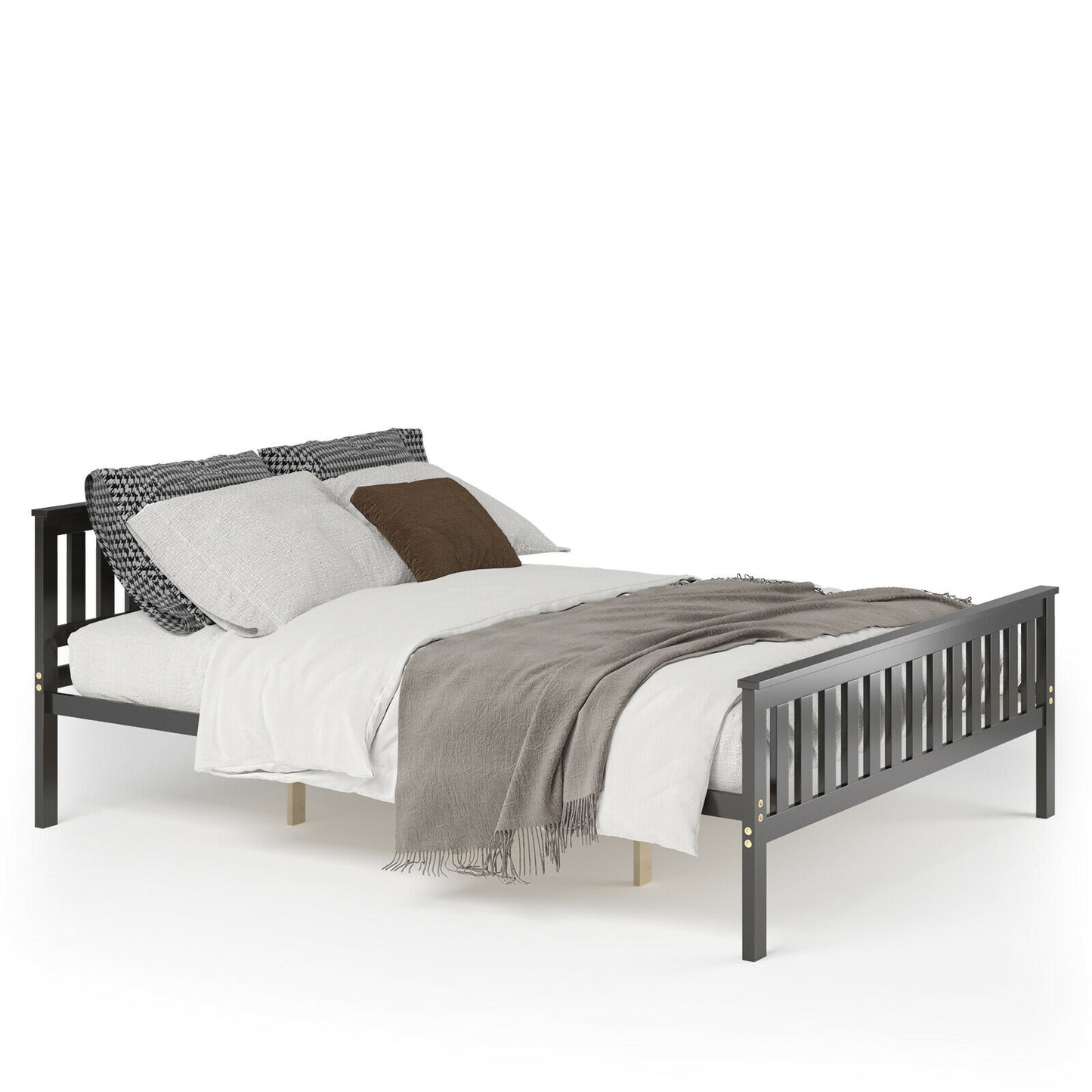 Wood Platform Bed with Headboard - Queen