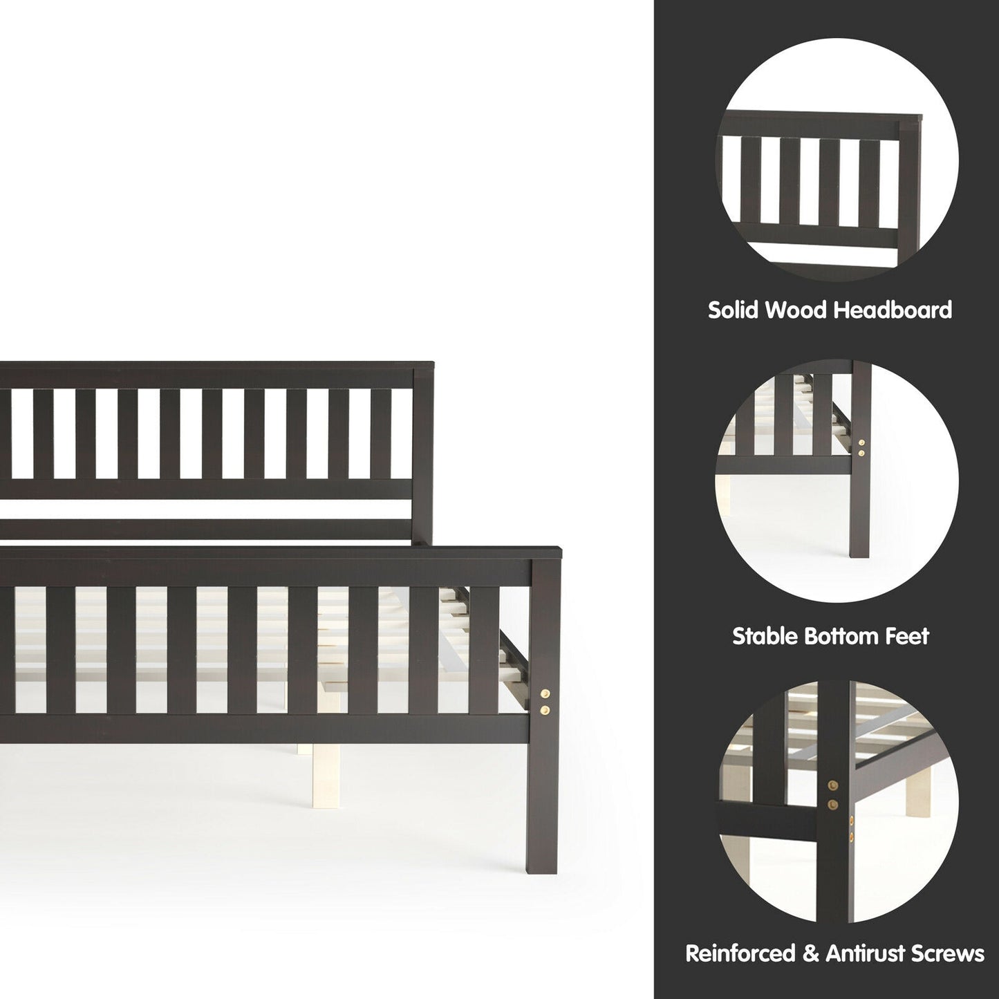 Wood Platform Bed with Headboard - Queen
