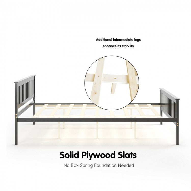 Wood Platform Bed with Headboard - Queen