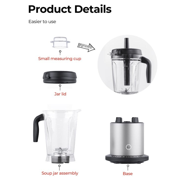 1500W High Power Blender with 10 Speed Control for Smoothies & More