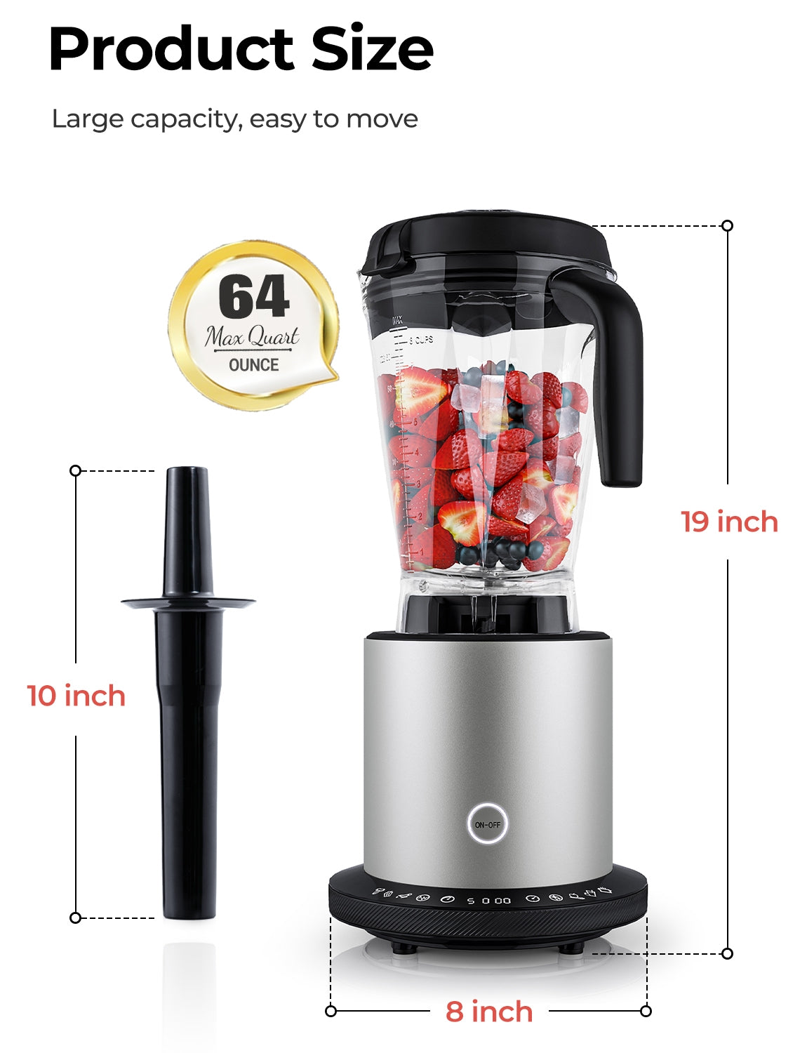 1500W High Power Blender with 10 Speed Control for Smoothies & More