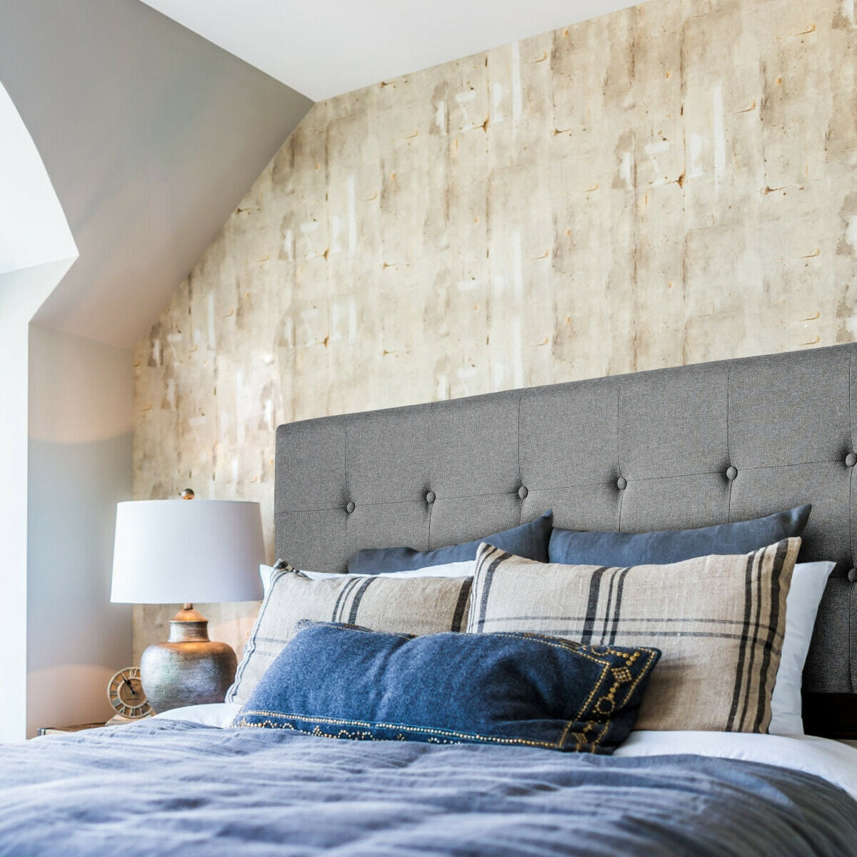 Adjustable Linen Fabric Tufted Headboard for Queen & Full Size Beds