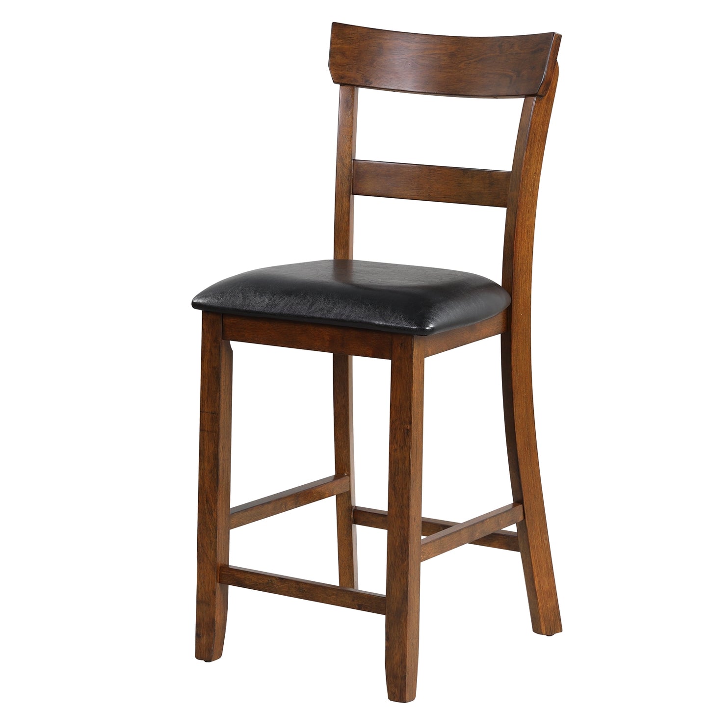 Set of 2 Upholstered Counter Height Dining Chairs with Rubber Wood Legs and Leather Padded Seats