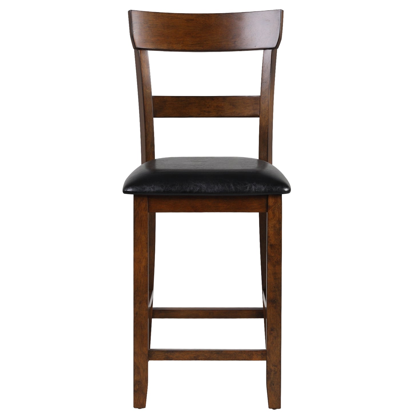 Set of 2 Upholstered Counter Height Dining Chairs with Rubber Wood Legs and Leather Padded Seats