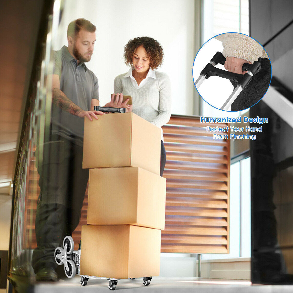 Lightweight Folding Stair Climber Hand Truck with Adjustable Handle for Easy Transport