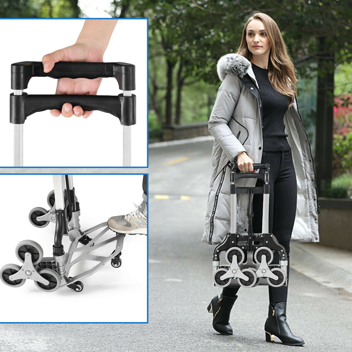 Lightweight Folding Stair Climber Hand Truck with Adjustable Handle for Easy Transport