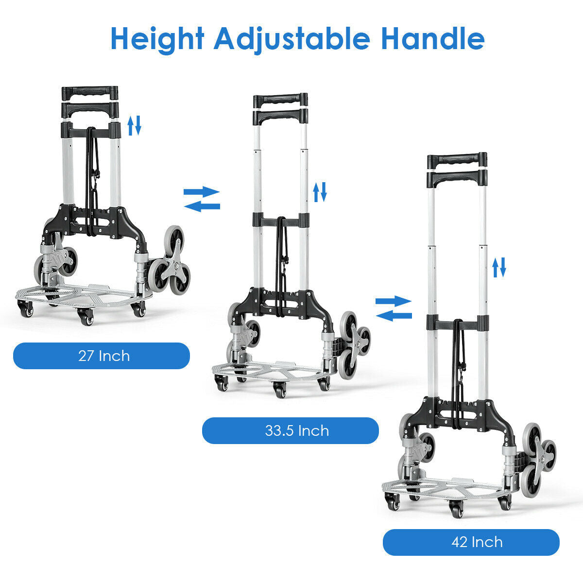 Lightweight Folding Stair Climber Hand Truck with Adjustable Handle for Easy Transport