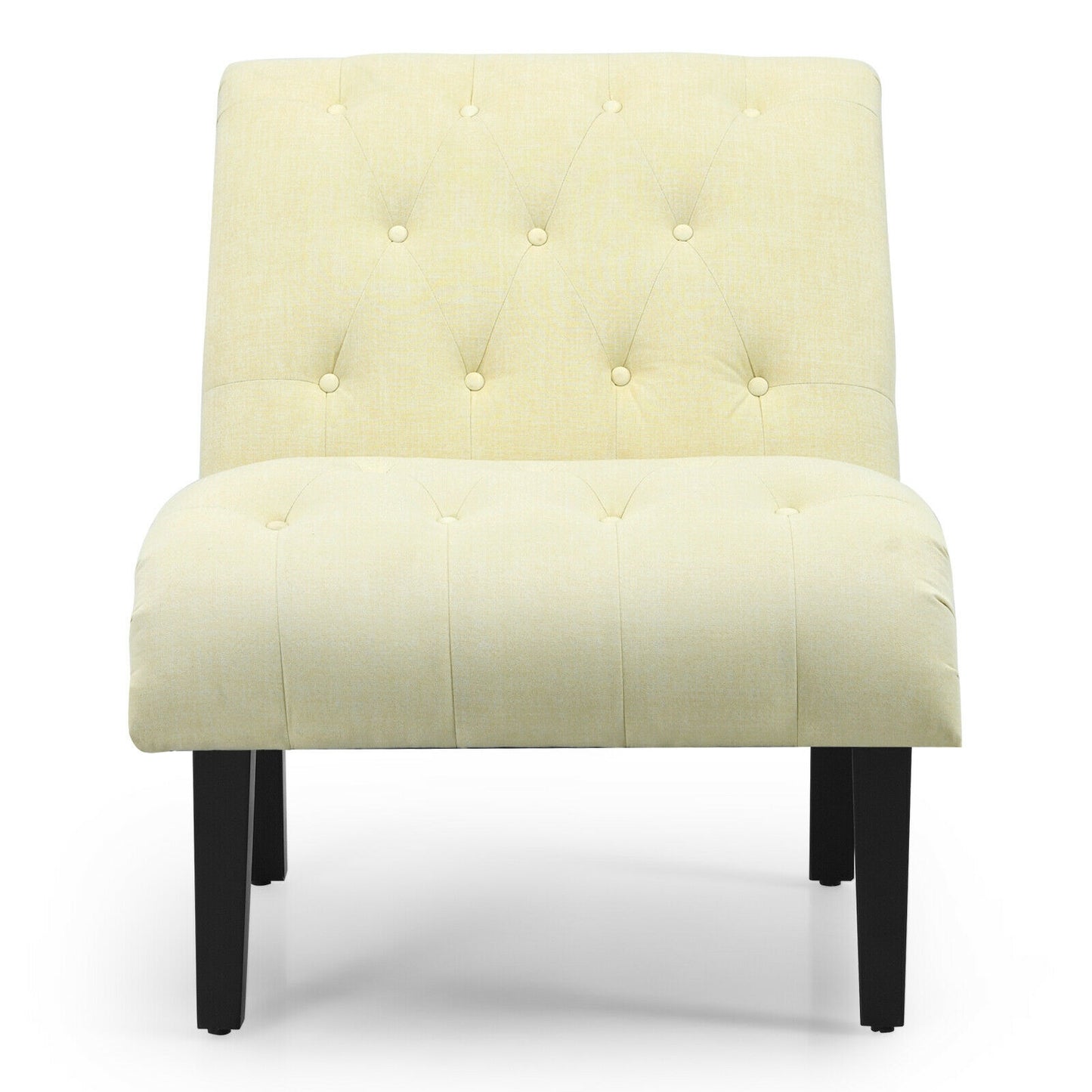 Accent Chair with Ergonomic Backrest Cotton Linen Fabric and Floor Protectors - Beige