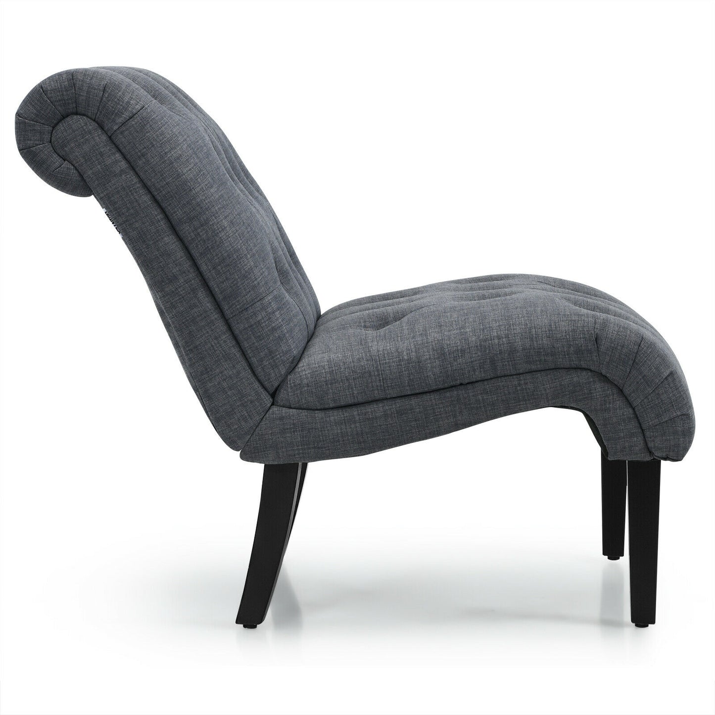 Accent Chair with Ergonomic Backrest Cotton Linen Fabric and Floor Protectors - Dark Grey