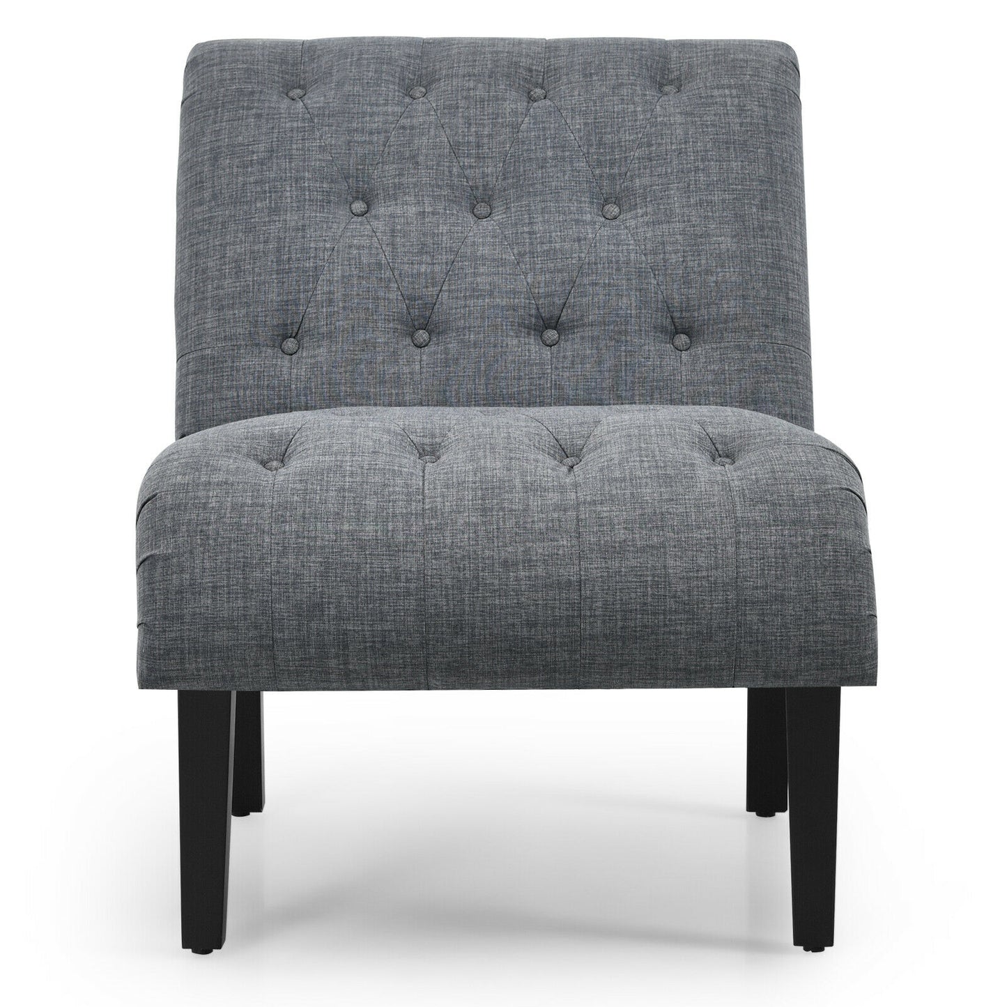 Accent Chair with Ergonomic Backrest Cotton Linen Fabric and Floor Protectors - Dark Grey