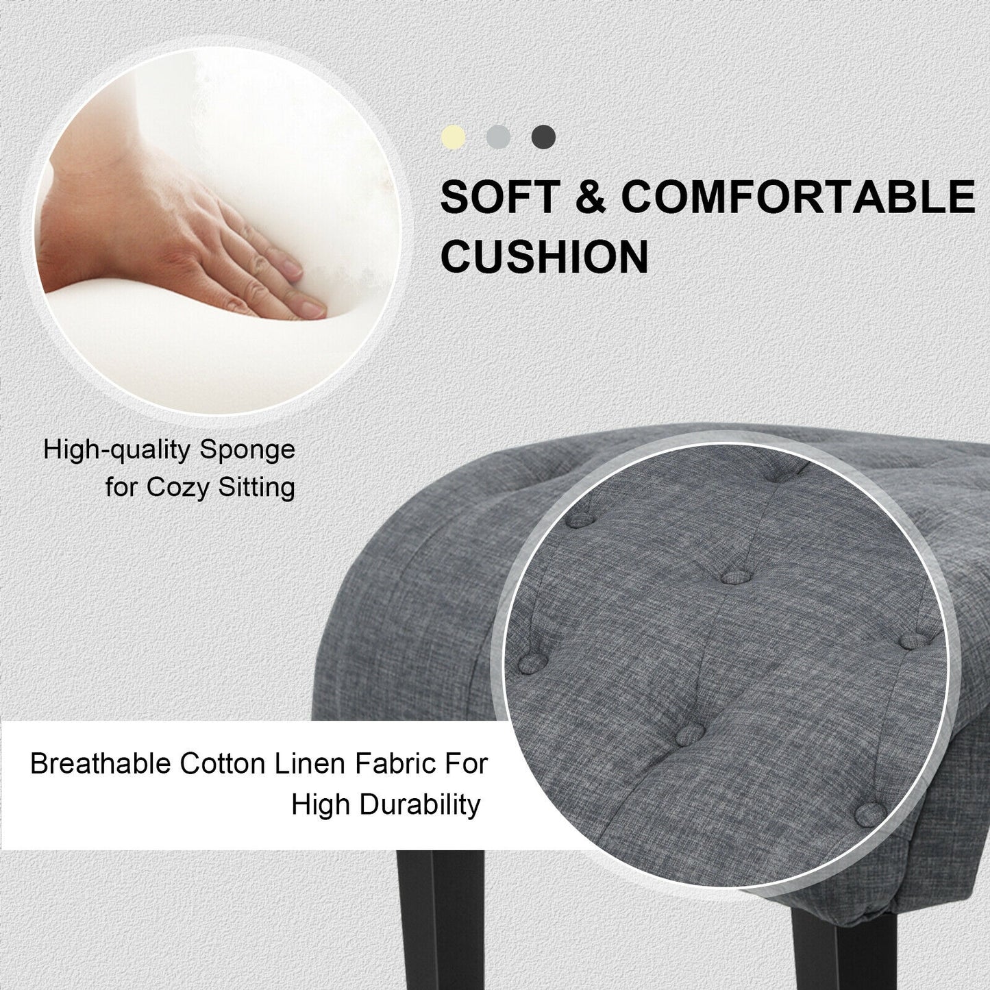 Accent Chair with Ergonomic Backrest Cotton Linen Fabric and Floor Protectors - Dark Grey