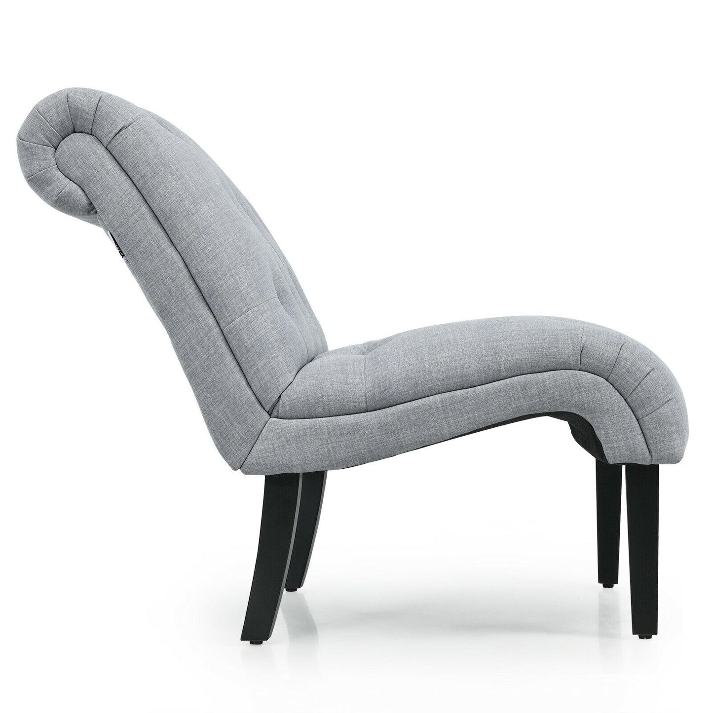 Accent Chair with Ergonomic Backrest Cotton Linen Fabric and Floor Protectors - Light Grey