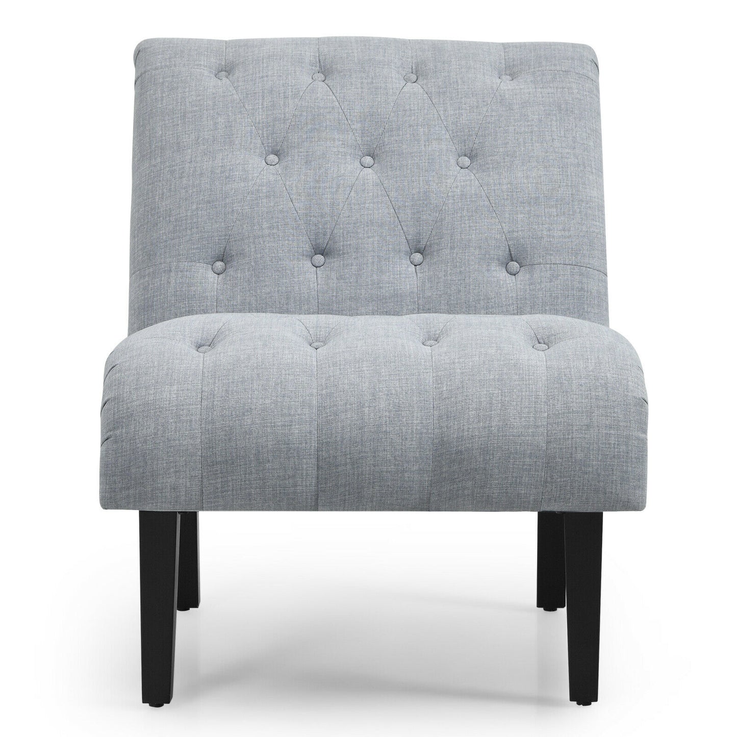 Accent Chair with Ergonomic Backrest Cotton Linen Fabric and Floor Protectors - Light Grey
